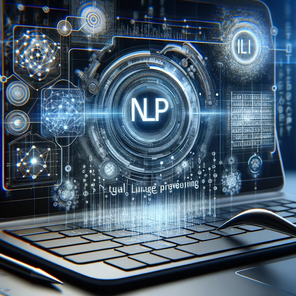 DALL·E 2024-01-09 19.44.55 - An image representing _Natural Language Processing (NLP)_ as a service. The visual should depict elements like digital text, linguistic algorithms, an